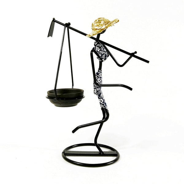 Black-white Modern Iron Art Candle Holder