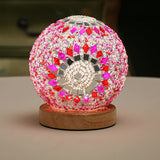 Pink Handmade Mosaic Glass Lamp