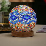 Wavy Blue Handmade Mosaic Glass Lamp