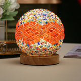 Wavy Orange Handmade Mosaic Glass Lamp