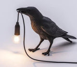 Black Bird Standing Shape Nordic Resin Bird Lamp