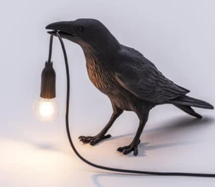 Black Bird Standing Shape Nordic Resin Bird Lamp
