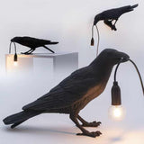 Black Bird Standing Shape Nordic Resin Bird Lamp