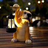 Solar-Powered Labrador Portable Light Statue with LED Lantern