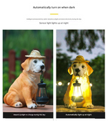 Solar-Powered Labrador Portable Light Statue with LED Lantern