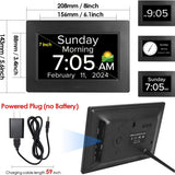 Black Crystal Clear 7-Inch Digital Day Clock with Auto Dimming & Voice Assist - Perfect for Seniors