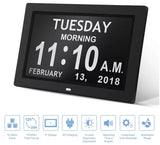 Black 10.1-Inch Digital Clock with Medication Reminders & Multi-Function Alarm - Ideal for Elderly Care
