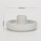 2 Pcs White Oval Bottom  Ceramic Candle Holder with Jewelry Dish