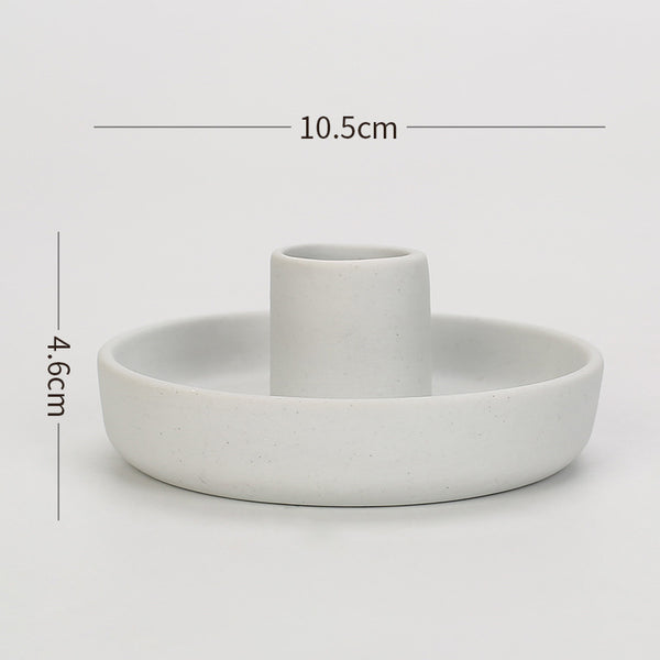 2 Pcs White Oval Bottom  Ceramic Candle Holder with Jewelry Dish