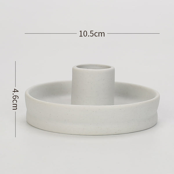 2 Pcs White Straight Bottom Nordic Ceramic Candle Holder with Jewelry Dish