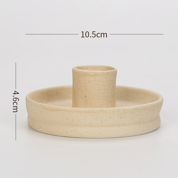 2 Pcs Light Yellow Straight Bottom Nordic Ceramic Candle Holder with Jewelry Dish