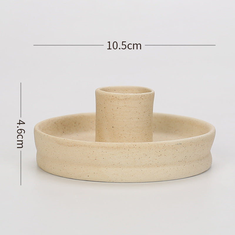 2 Pcs Light Yellow Straight Bottom Nordic Ceramic Candle Holder with Jewelry Dish