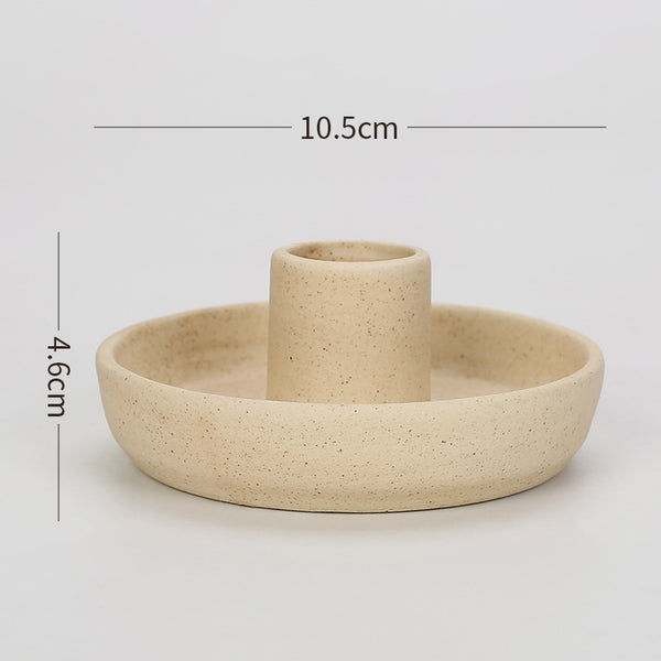2 Pcs Light Yellow Oval Bottom Nordic Ceramic Candle Holder with Jewelry Dish