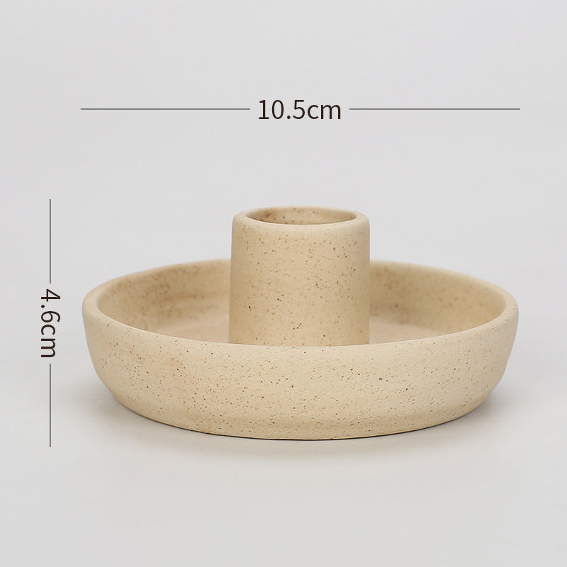 2 Pcs Light Yellow Oval Bottom Nordic Ceramic Candle Holder with Jewelry Dish