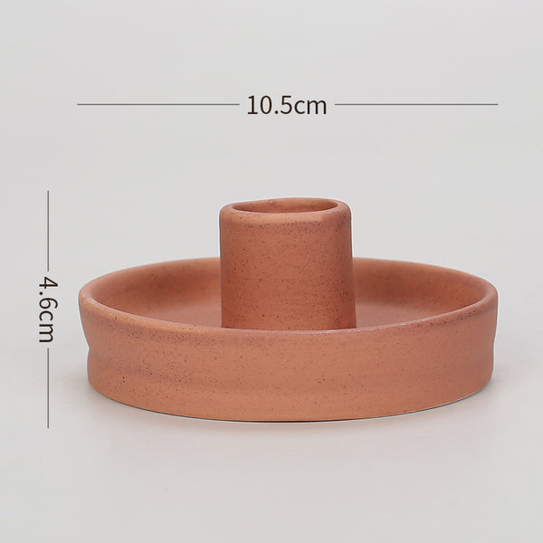 2 Pcs Orange Straight Bottom Nordic Ceramic Candle Holder with Jewelry Dish