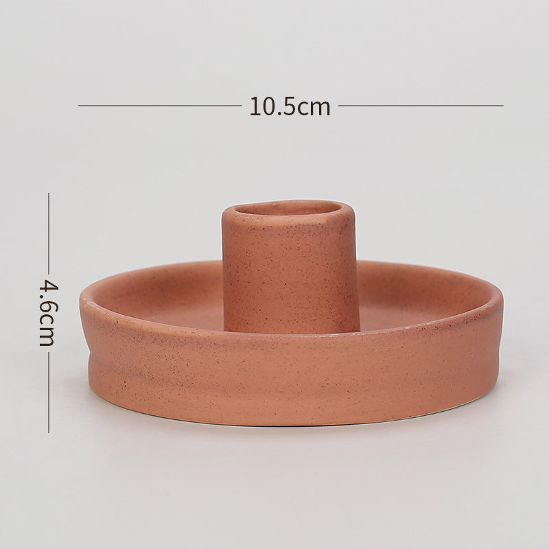 2 Pcs Orange Straight Bottom Nordic Ceramic Candle Holder with Jewelry Dish