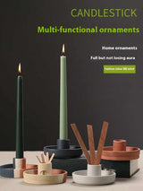 2 Pcs Orange Straight Bottom Nordic Ceramic Candle Holder with Jewelry Dish
