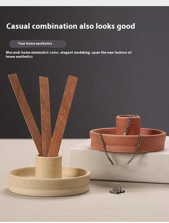2 Pcs Blue, White And Yellow Stitching Straight Bottom Nordic Ceramic Candle Holder with Jewelry Dish