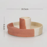 2 Pcs Yellow, White And Orange Stitching Straight Bottom Nordic Ceramic Candle Holder with Jewelry Dish