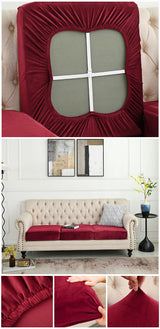 2 Pcs Claret Elegant Polyester Sofa Cover - Full Protection Against Cat Scratches & Wear