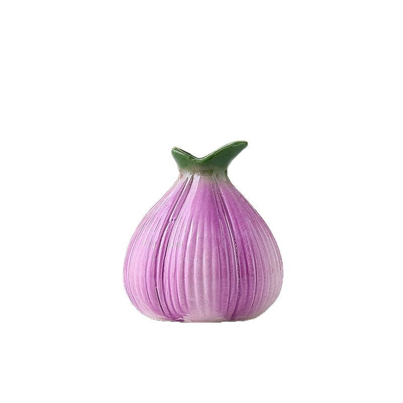 2 Pcs Purple Creative Onion-Shaped Ceramic Vase for Hydroponic Plants - Cute INS Style Floral Decor for Living Room or Office