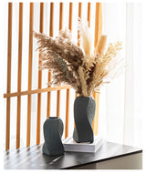 Grey Abstract Twisted Ceramic Vase - Artistic Minimalist Flower Holder for Home Decor (20x10x10cm)