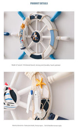 Nautical Wooden Rudder Wall Decor - 34cm Coastal Home Decor Accent (Yellow Rudder)