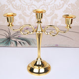 Gold Elegant Metal Candelabra 3 Arm Candle Holder
