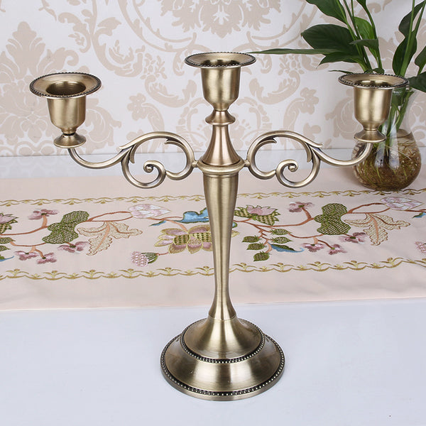 Copper Elegant Metal Candelabra 3 Arm Candle Holder
