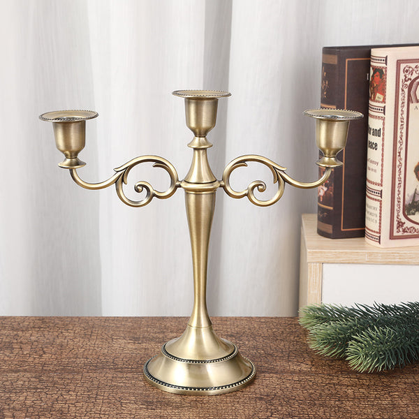 Copper Elegant Metal Candelabra 3 Arm Candle Holder