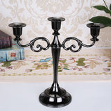 Black Elegant Metal Candelabra 3 Arm Candle Holder