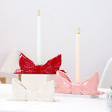 Red Elegant Ceramic Bow Taper Candle Holder