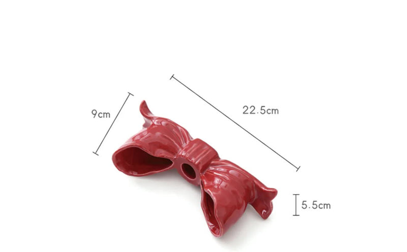 Red Elegant Ceramic Bow Taper Candle Holder