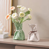 White And Brown Chic Money Bag Inspired Vase - Modern Resin Decorative Flower Holder & Tabletop Accent(Use the mobile phone as a reference for size)