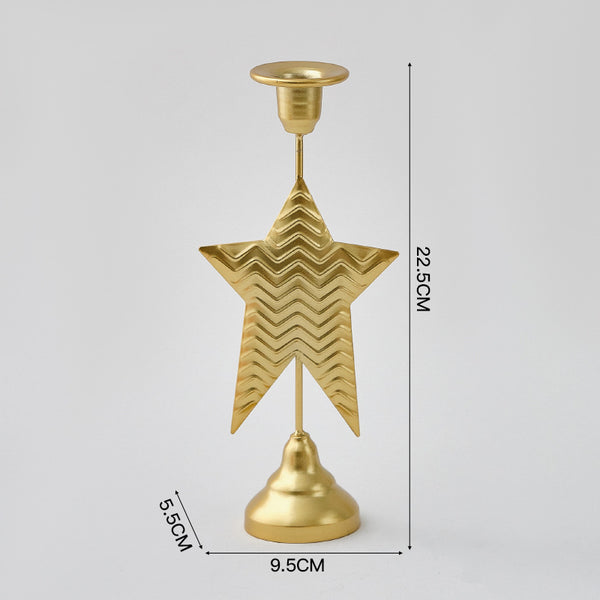 Gold Elegant Star Metal Candlestick Holder