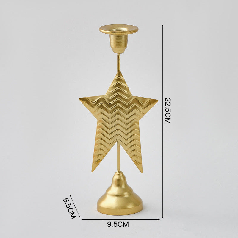 Gold Elegant Star Metal Candlestick Holder