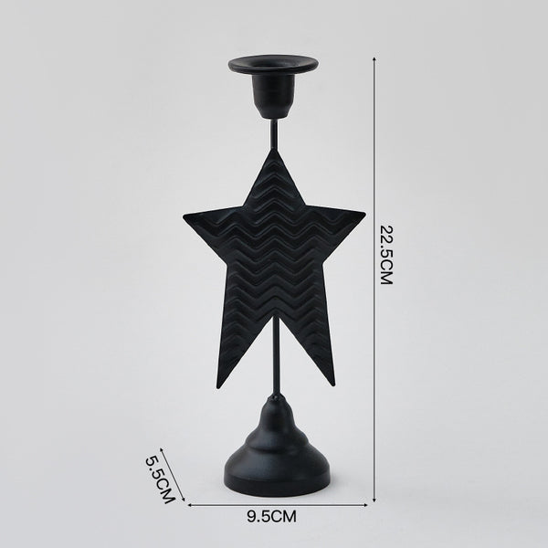 Black Elegant Star Metal Candlestick Holder