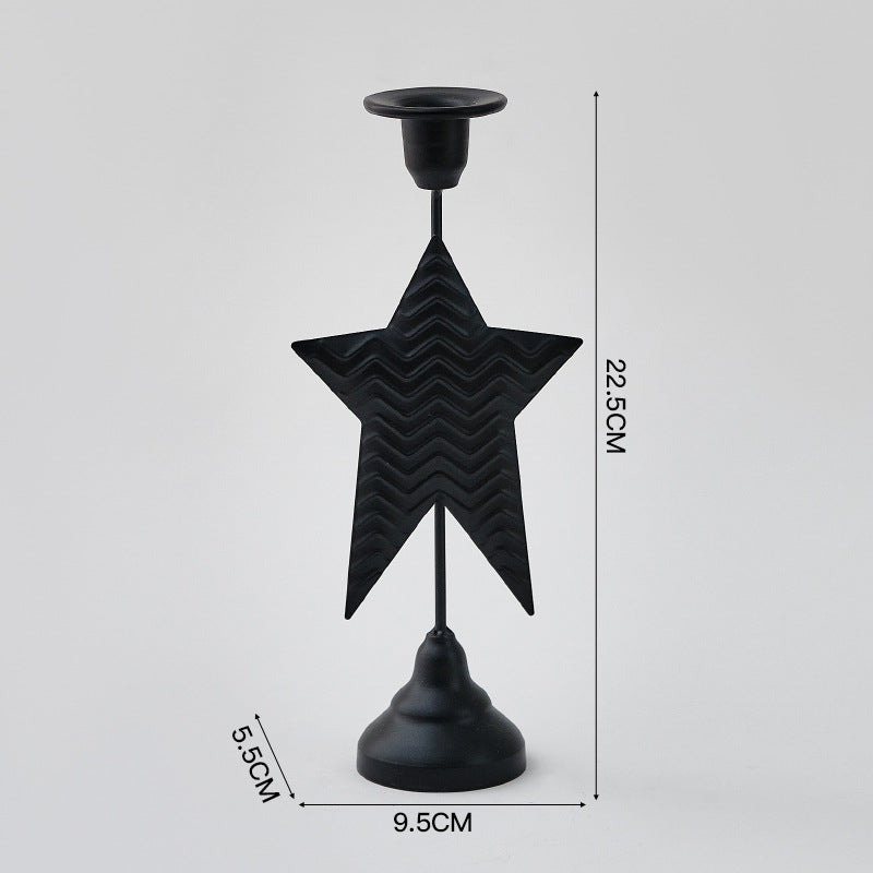 Black Elegant Star Metal Candlestick Holder