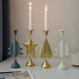 White Elegant Star Metal Candlestick Holder - Decorative Taper Candle Stand for Home, Tabletop & Special Occasions