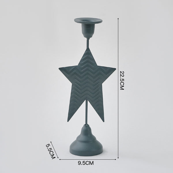 Grey Elegant Star Metal Candlestick Holder