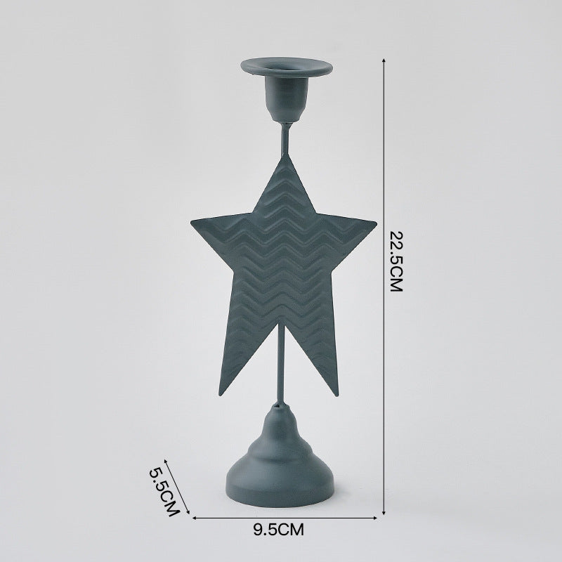 Grey Elegant Star Metal Candlestick Holder