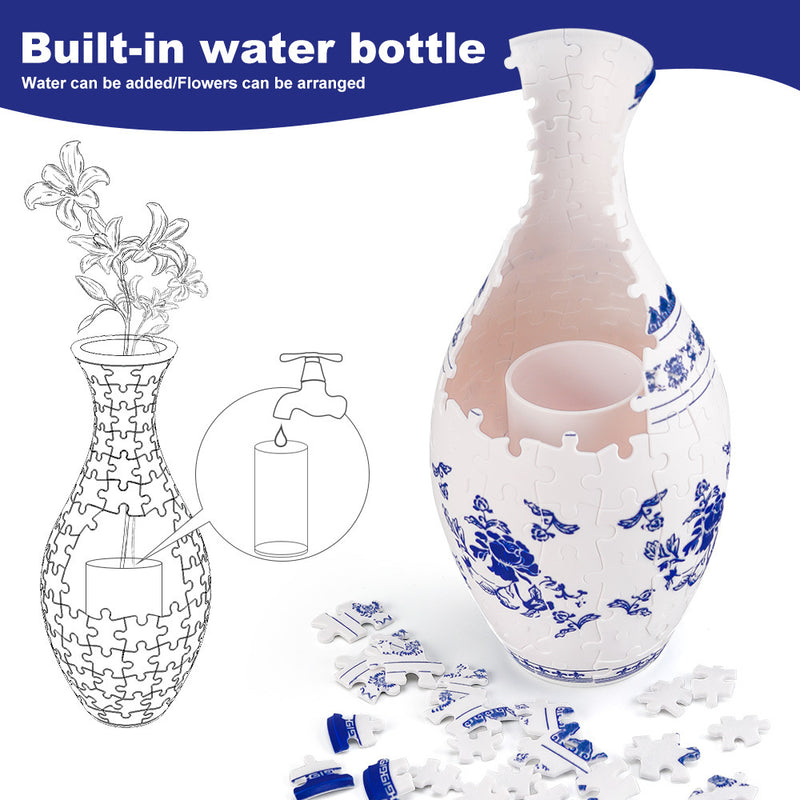 Unique 3D Puzzle Vase with Built-in Water Holder - Fun DIY Project (Castle)
