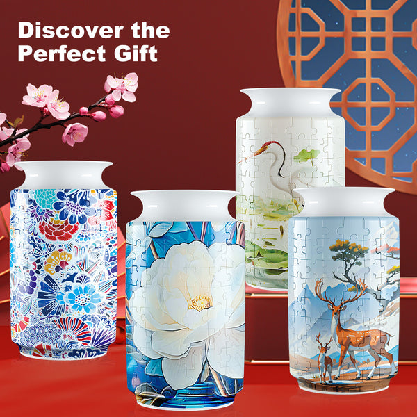 Colorful Style 2 DIY 3D Puzzle Vase - Creative Jigsaw Flower Holder with Waterproof Liner - Decorative Home Accent & Unique Gift