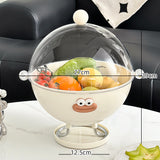 Beige Whimsical Covered Fruit Bowl with Flip Lid & Drainer