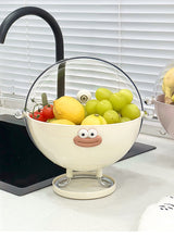 Red Whimsical Covered Fruit Bowl with Flip Lid & Drainer