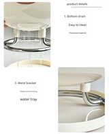 Pink Whimsical Covered Fruit Bowl with Flip Lid & Drainer