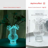 Transparent Elegant Glow-in-the-Dark Glass Vase - Vintage-Style Ruffled & Ribbed Centrepiece