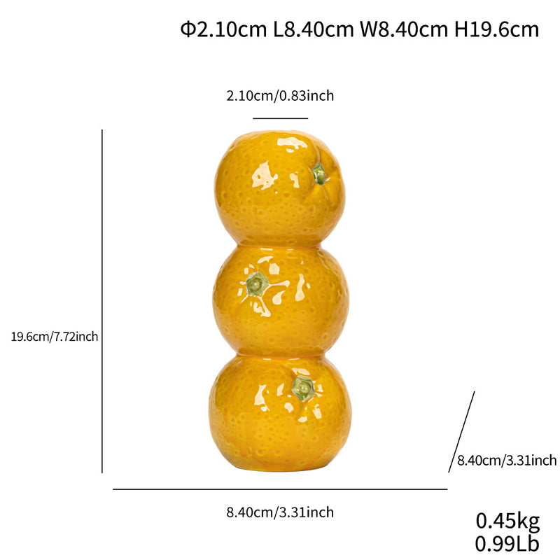 Orange Whimsical Stacked Fruit Ceramic Vase - Nordic Style Flower Holder for Modern Home Decor