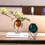 Artistic Teardrop Glass Vase - Handcrafted Glazed Finish for Hydroponics & Floral Decor(grey)