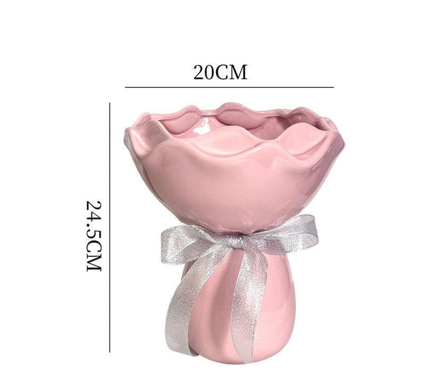 Handcrafted Minimalist Ceramic Vase - Artistic Home Decor Centerpiece(pink)